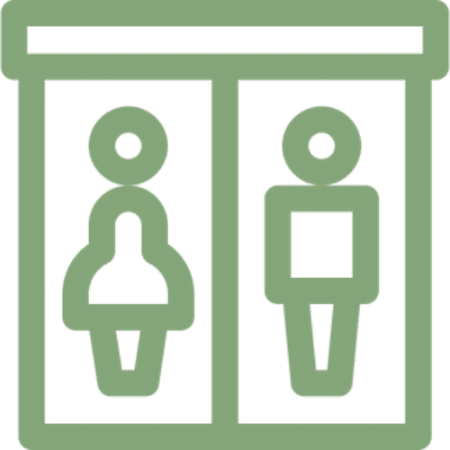 Gender-specific bathroom symbols on sign