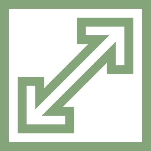 Diagonal arrows icon in a square
