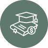 Graduation cap and diploma icon