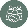 Group partnership handshake icon